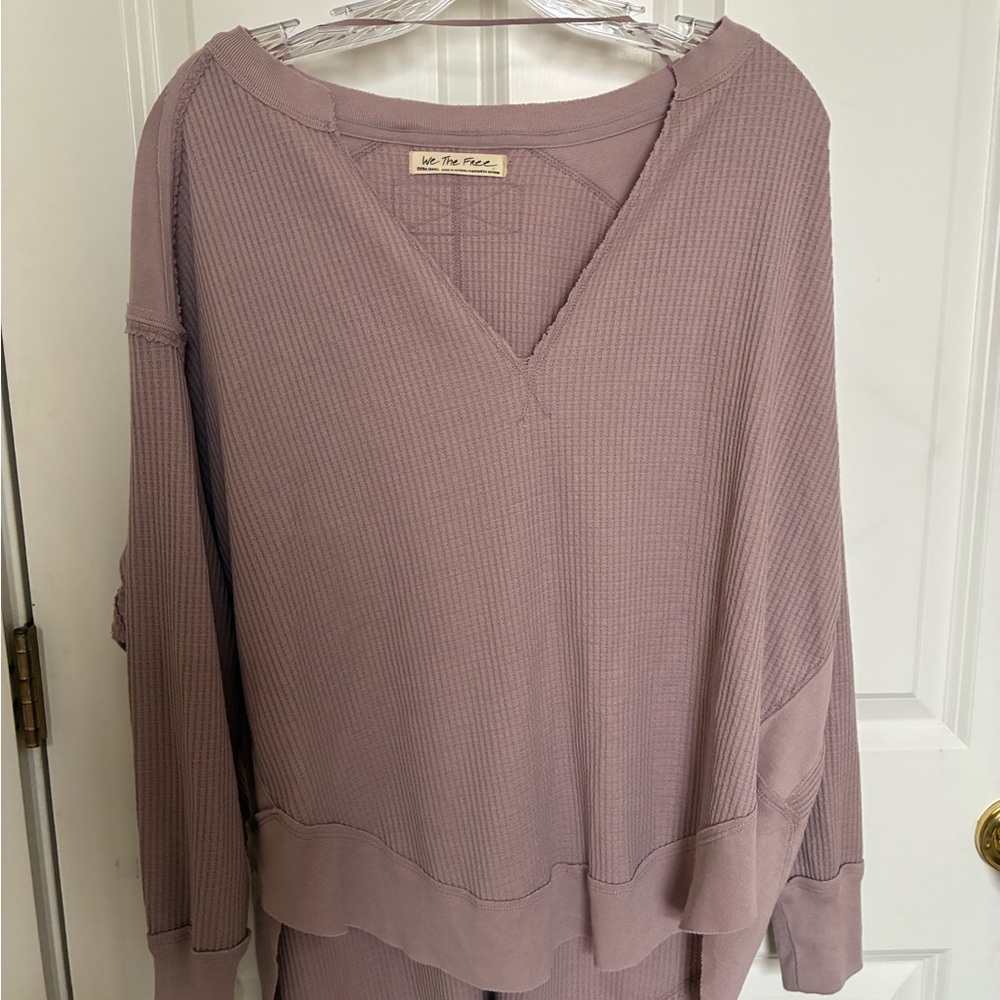 We The Free Dusty Pink Waffle Knit Sweatshirt